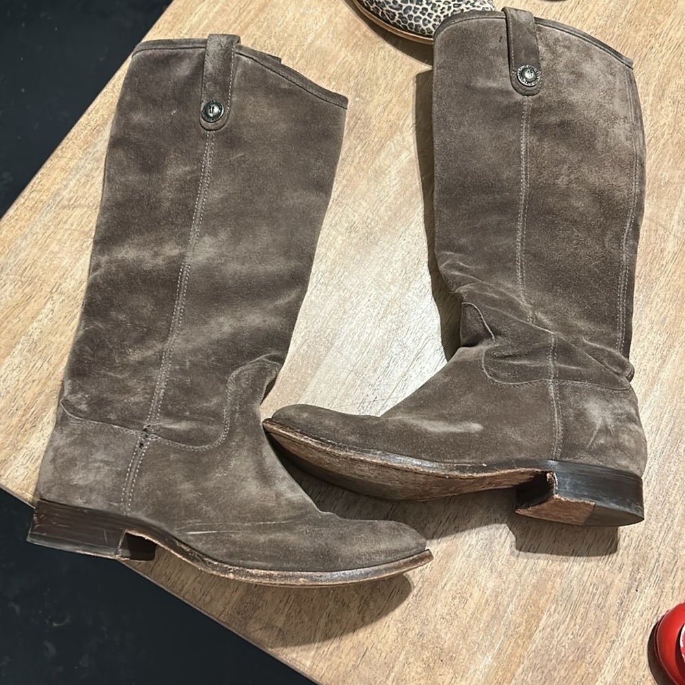 Dark gray, suede, Frye boots, 7.5